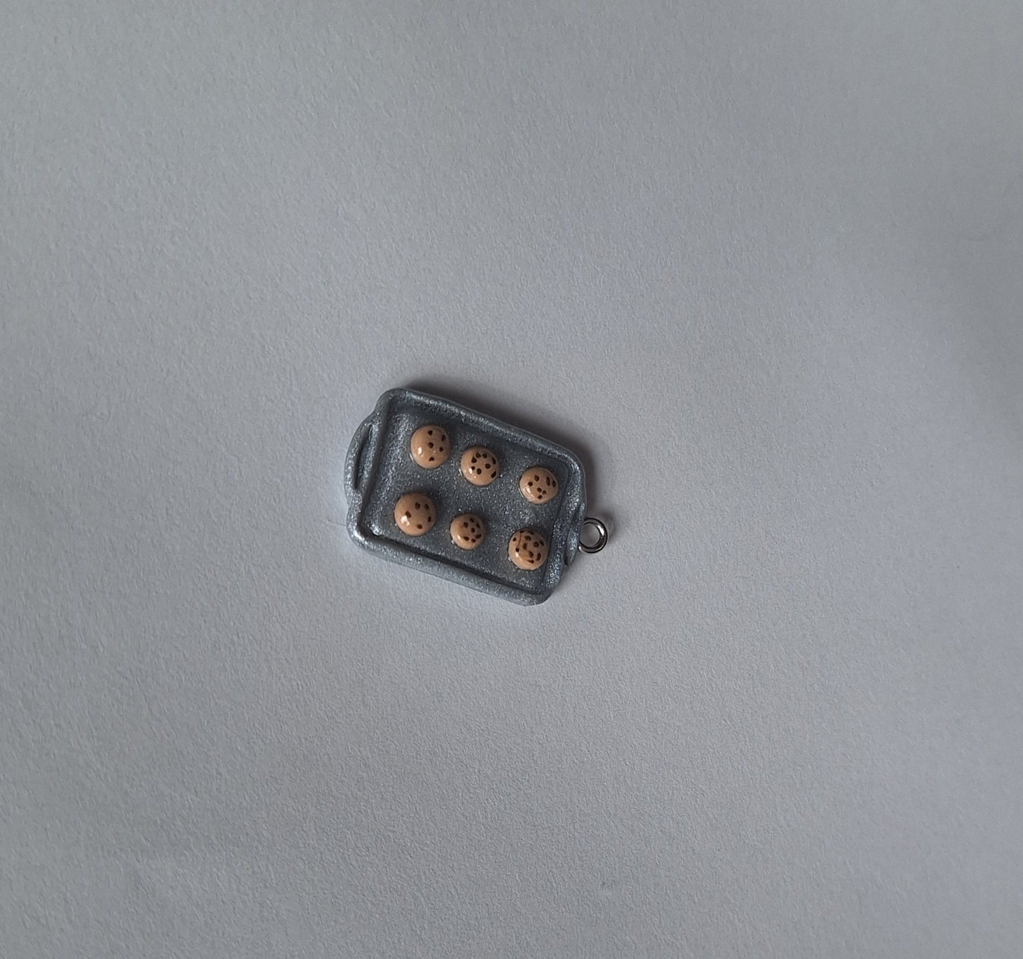 Kawaii chocolate chip cookie baking tray charms / polymer clay cookie charms / kawaii food charms / kawaii food jewelry charm stitch marker