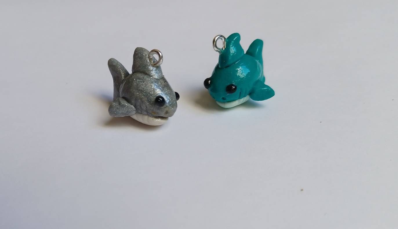 Kawaii shark charms / polymer clay baby shark charms / kawaii animal charms / kawaii shark jewelry
