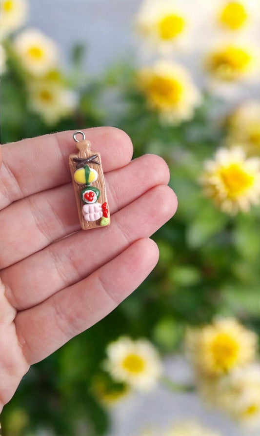 Kawaii charcuterie board sushi plate food charms / polymer clay sushi tray maki board round charms / kawaii food charms jewelry stitchmarker