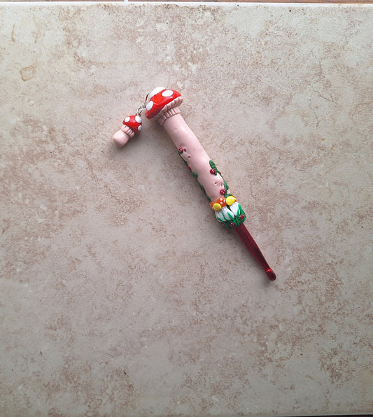 Polymer clay fairy toadstool mushroom toadstool cottage core crochet hook