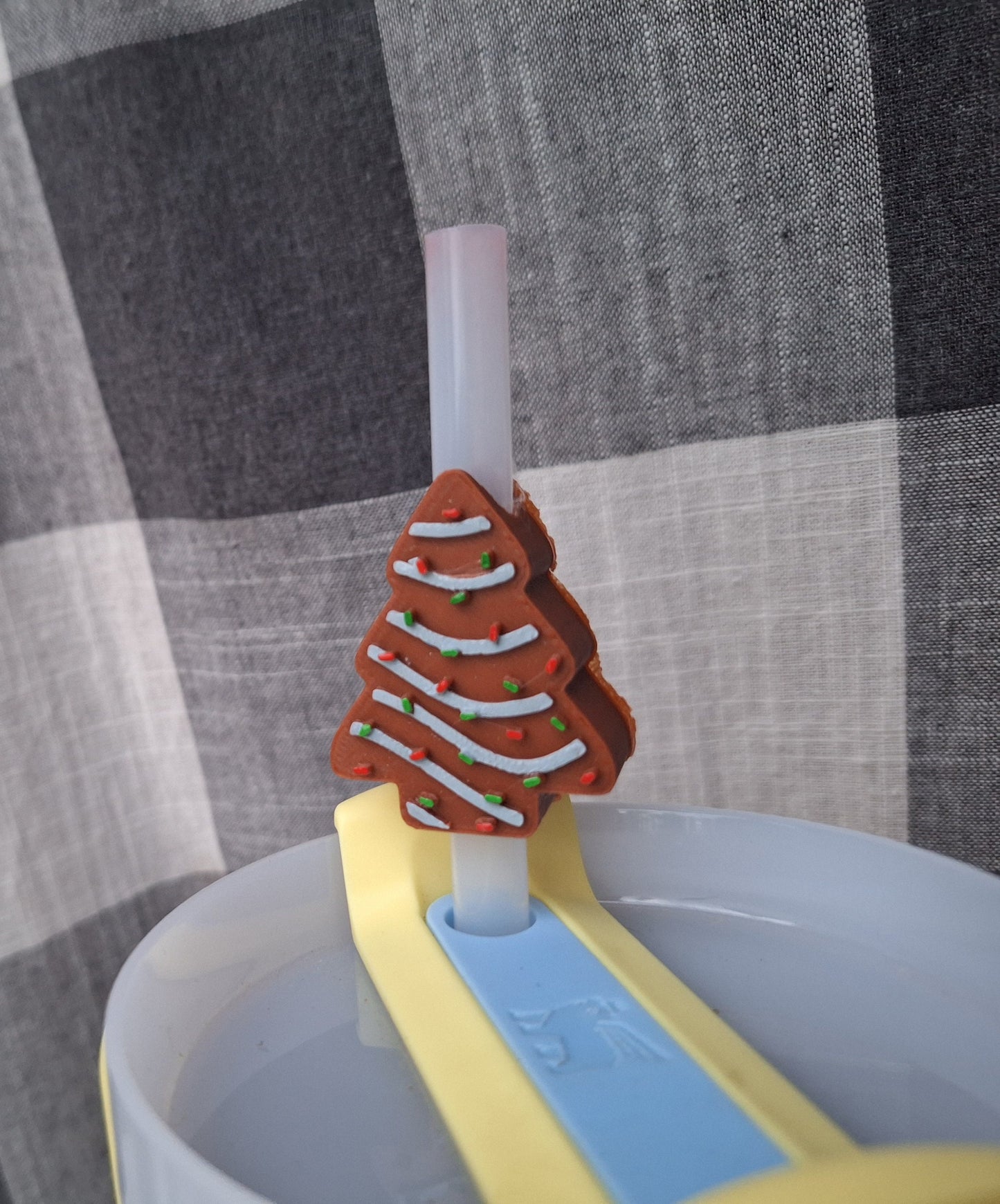 3D printed christmas tree cake brownie straw buddy charm tumbler accessories / tumbler charm straw buddy / holiday straw topper charm