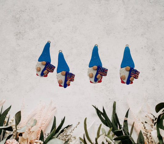 Kawaii 4th of july gnome charms / polymer clay gnome charms / kawaii independence holiday charms / red white blue USA gnome charms