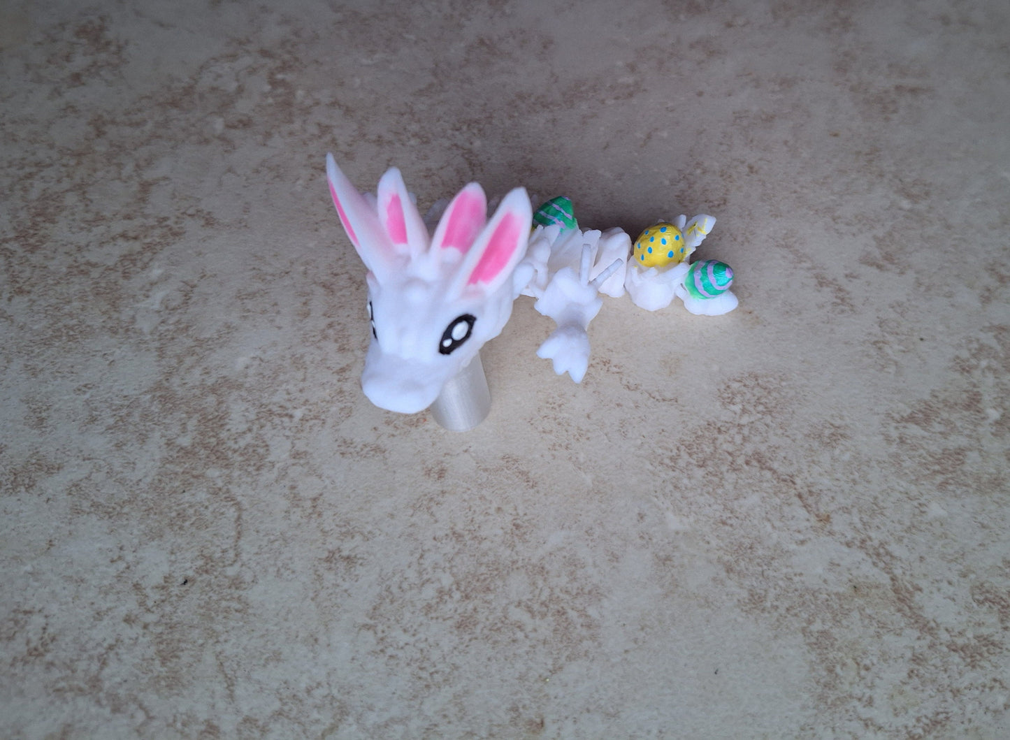 3D articulated easter bunny dragon straw cap / 3d printed dragon animals /  spring easter egg tadling straw topper cover Fidget figurines