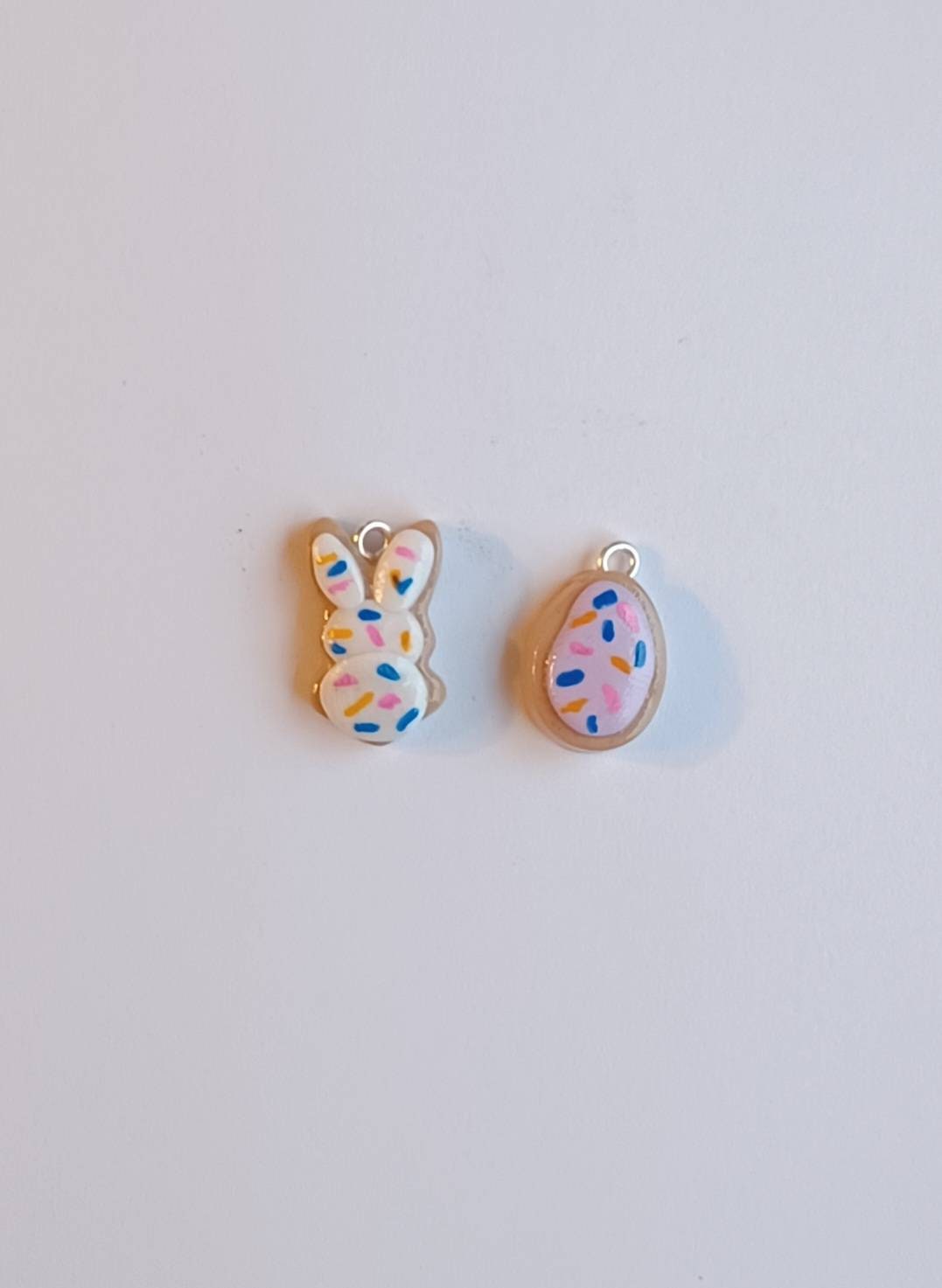 Kawaii easter sugar cookie bunny egg charms / polymer clay cookie charms / kawaii food charms / kawaii food jewelry / easter charms