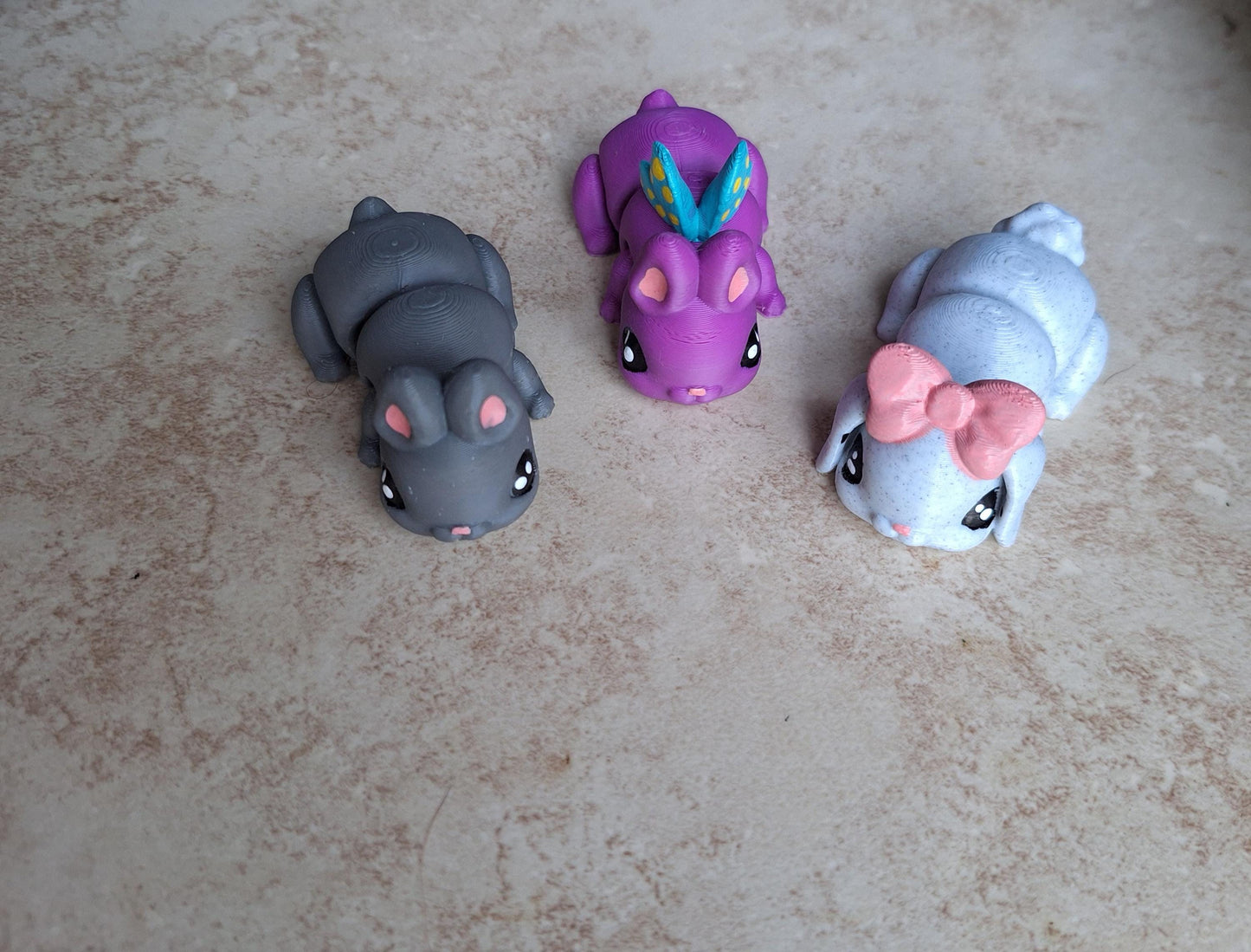 3D articulated bunny rabbit / 3d printed bunnies / 3d printed animals figurine knick knack Fidget easter decor