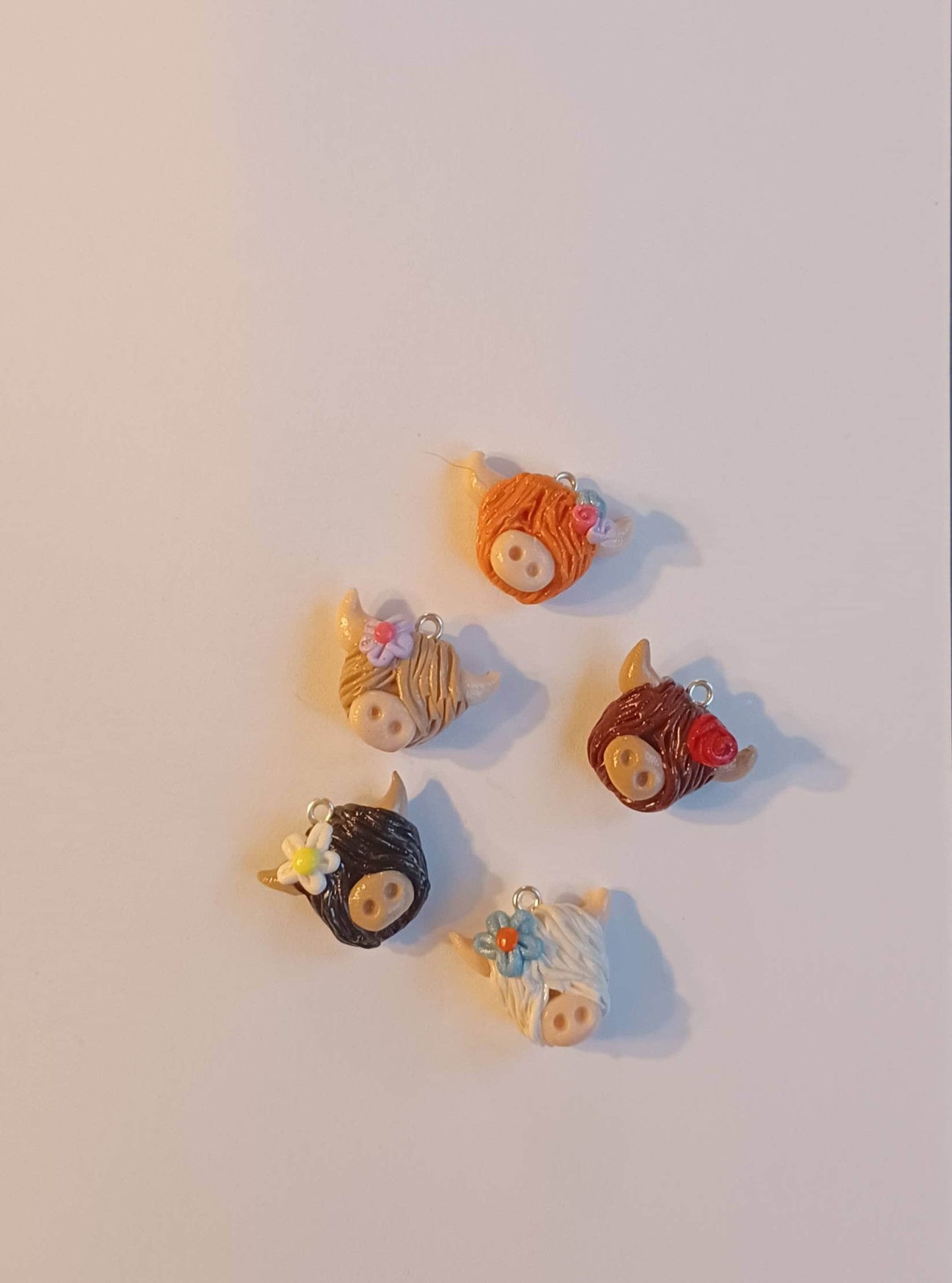 Kawaii highland cow charms / polymer clay floral cow charms / kawaii cow bull charms / kawaii cow jewelry