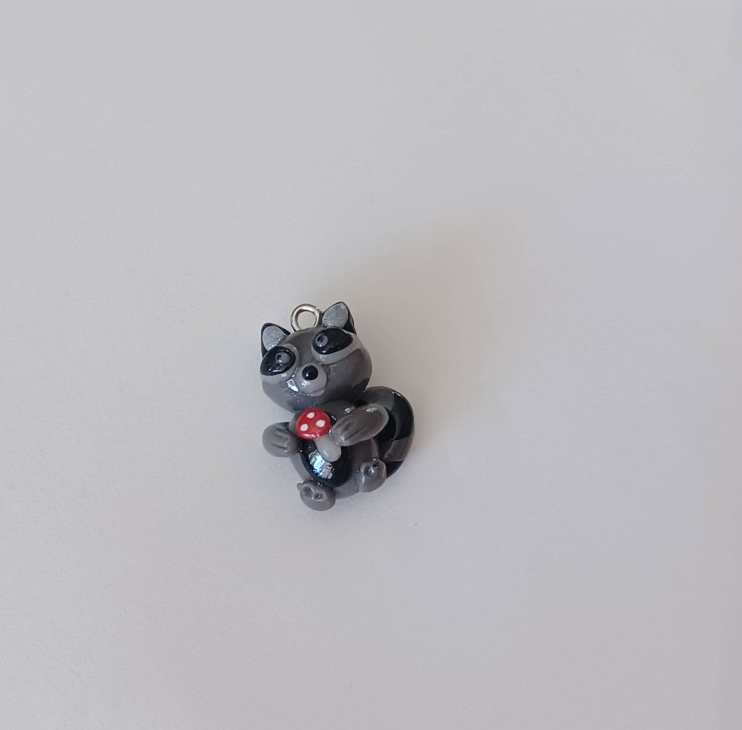 Kawaii raccoon charms / polymer clay raccoon with mushroom charms / kawaii animal charms / kawaii raccoon jewelry