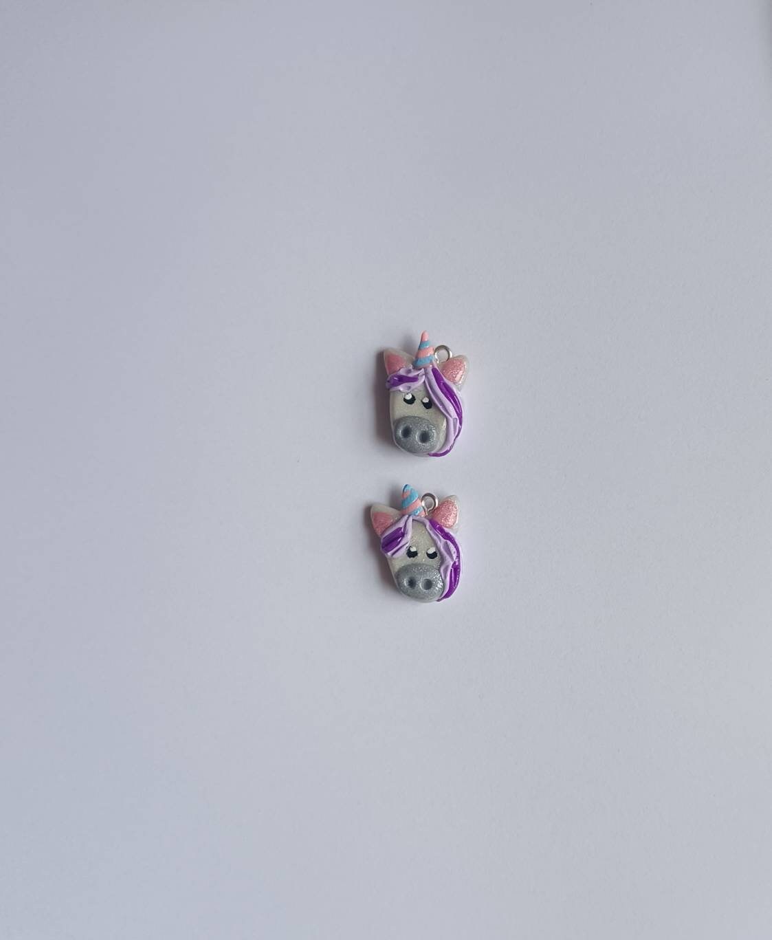 Kawaii unicorn charms / polymer clay floral unicorn charms / kawaii pink purple unicorn charms / kawaii unicorn jewelry