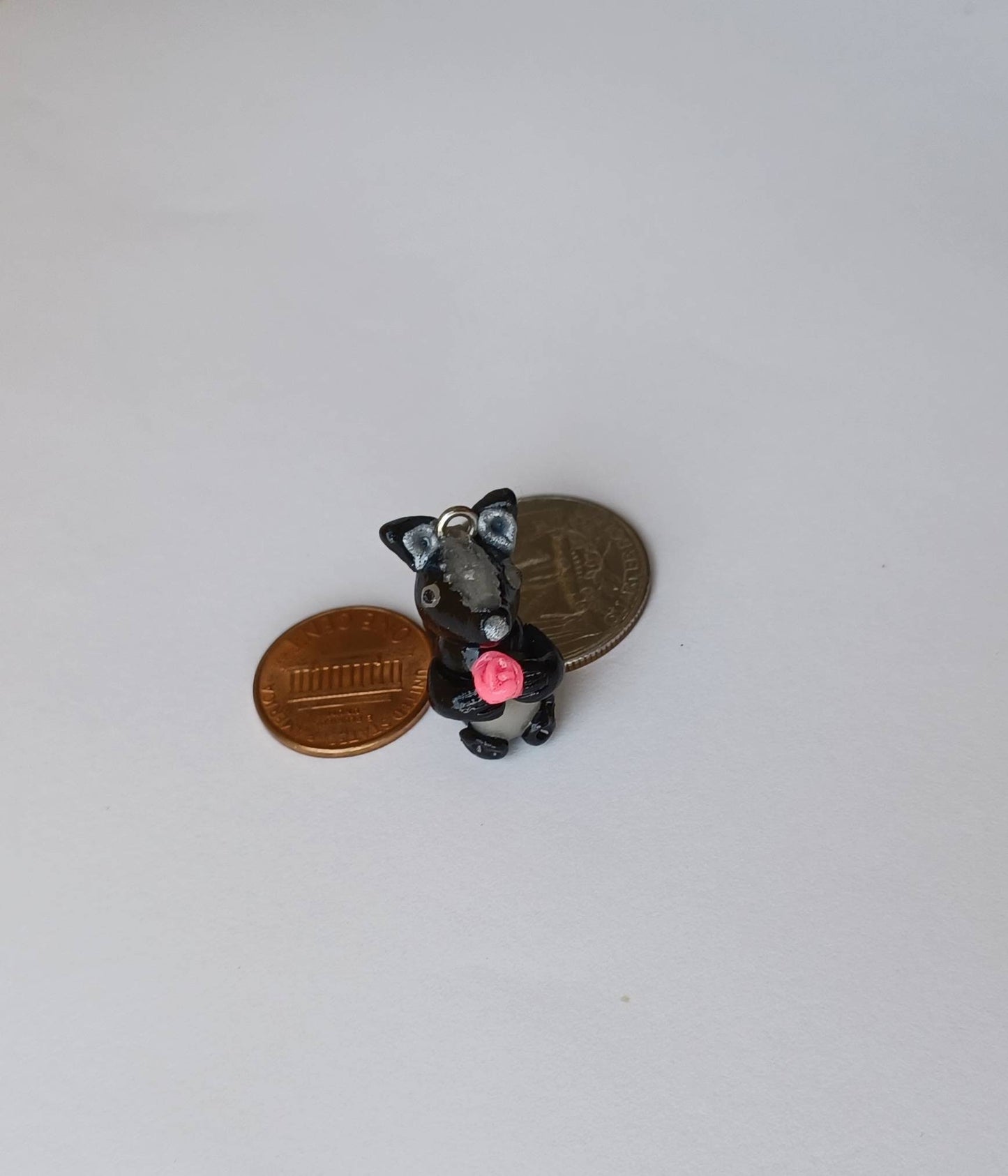 Kawaii skunk charms / polymer clay skunk with rose charms / kawaii animal charms / kawaii skunk jewelry