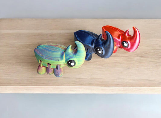 3D articulated green orange rainbow rhino beetle / 3d printed beetle bug/ 3d printed animals figurine knick knack Fidget