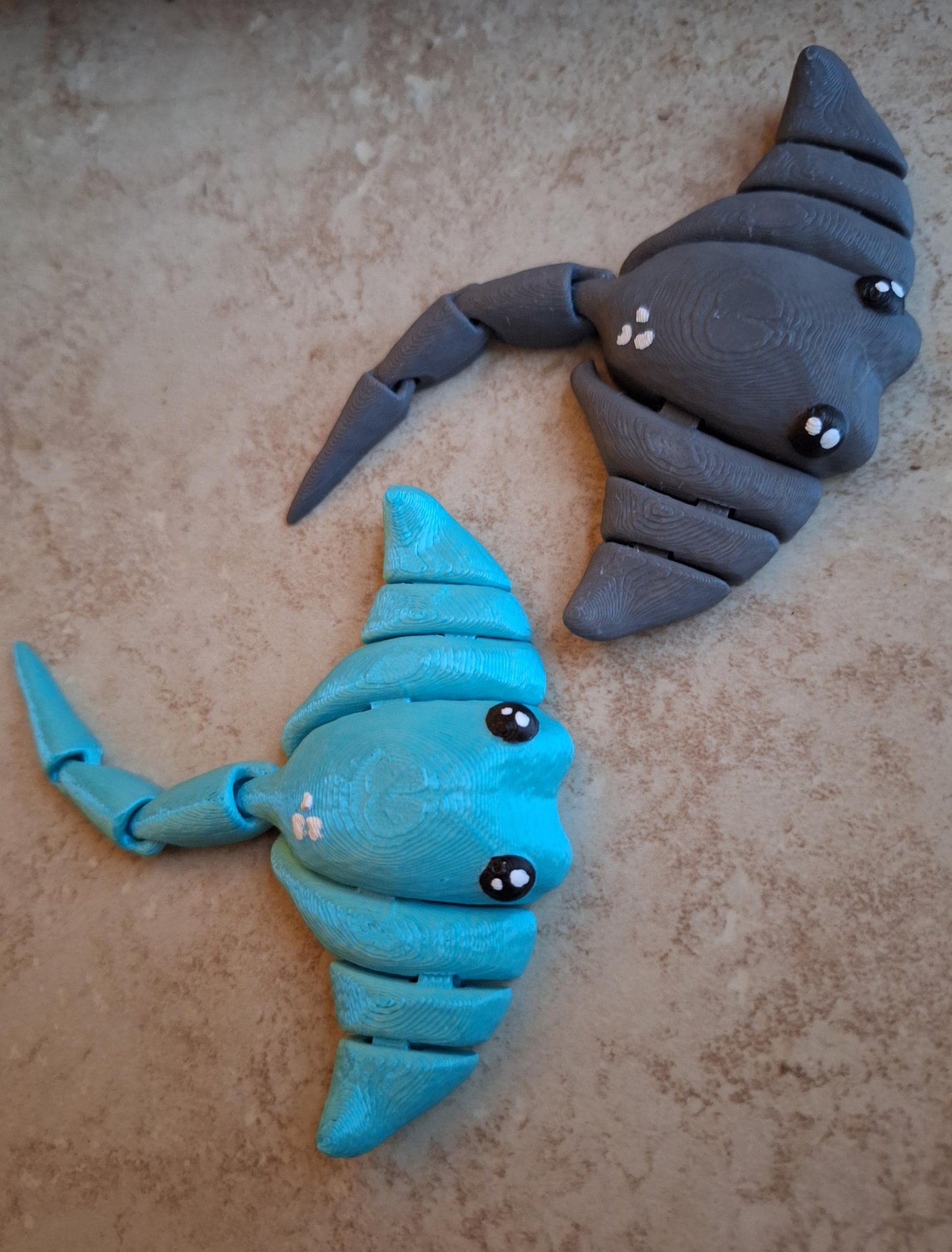 3D articulated ocean animals manta ray stingray / 3d print sting ray animals / teal gray manta stingray knick knack Fidget figurine