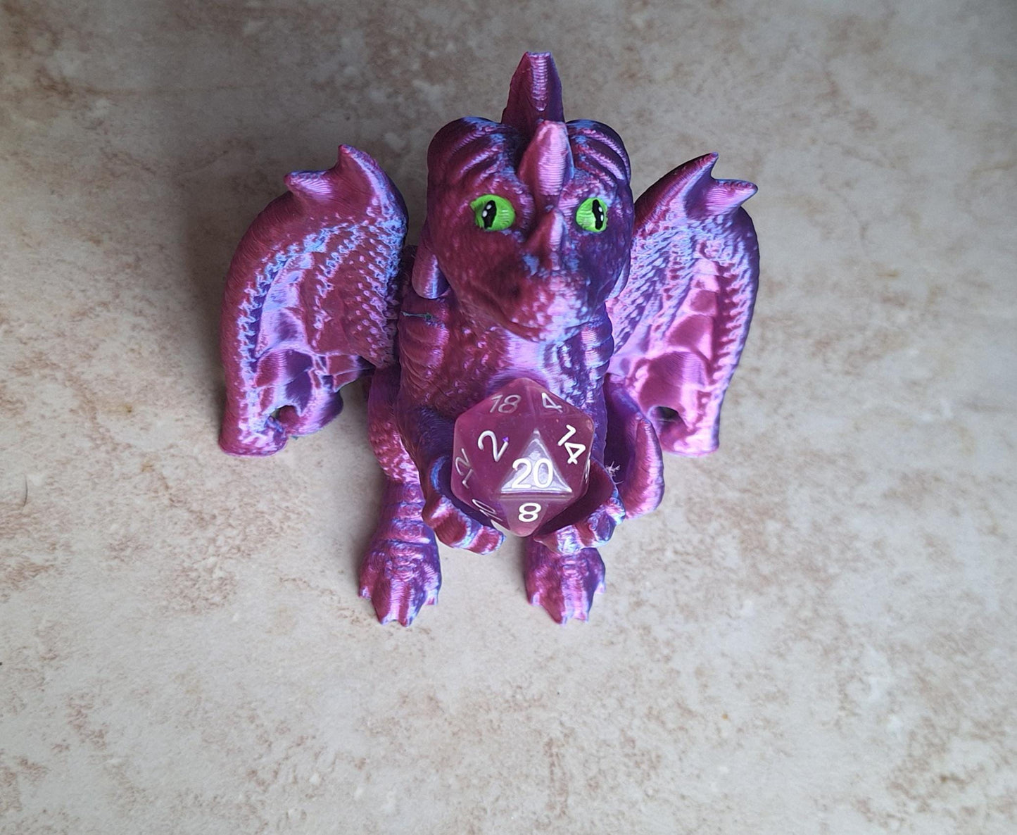 3D printed pink purple metallic dragon paws dice guardian / 3d dragon dice buddy / 3d printed d20 dice guardian