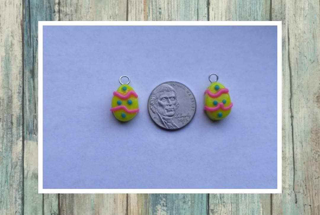 Kawaii decorative easter egg charms / polymer clay easter egg charms / kawaii food charms / kawaii food jewelry / easter charms