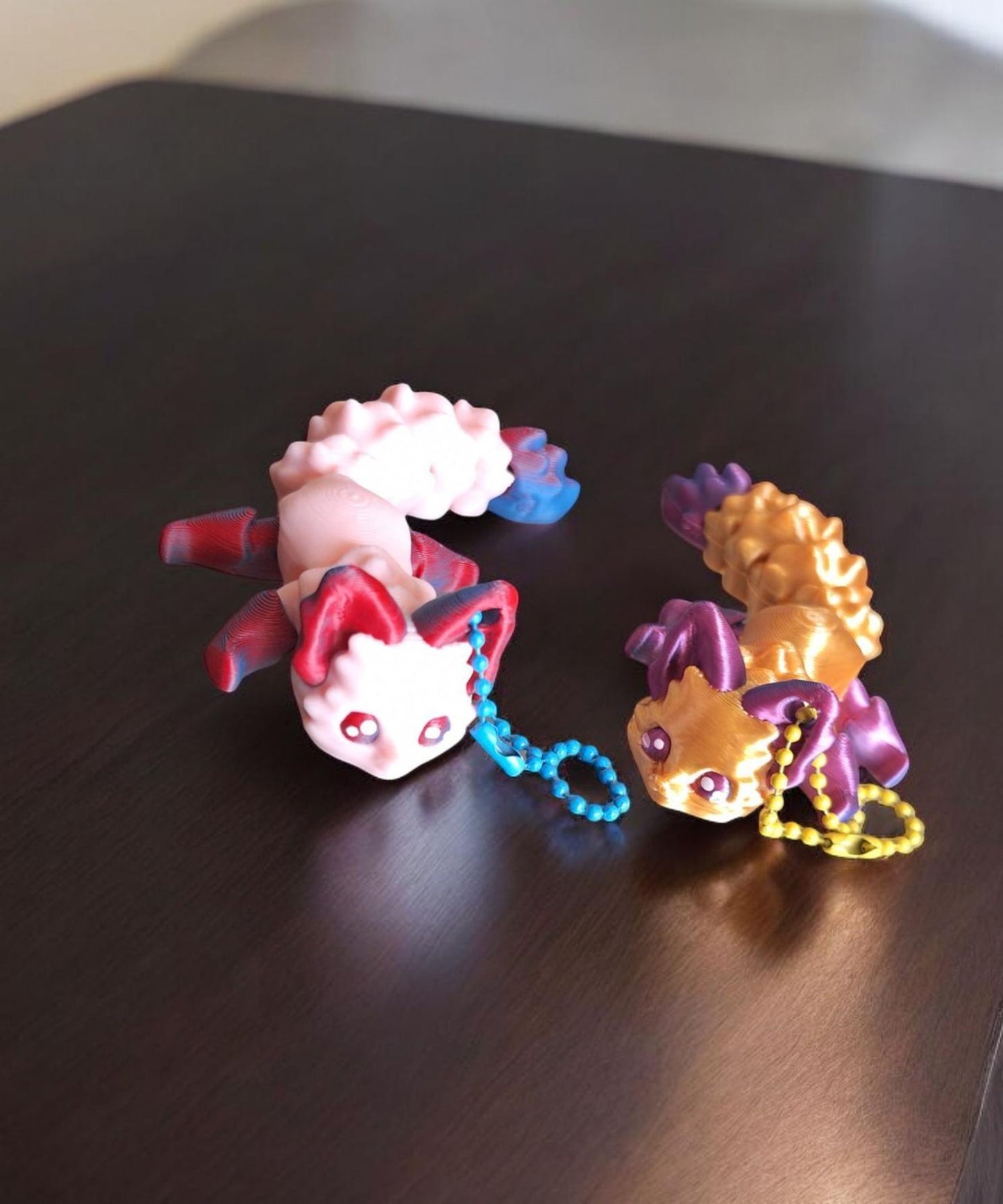 3D articulated flexi fox keychain / 3d printed colorful fox / cute fox 3d printed animals figurine knick knack Fidget keychain