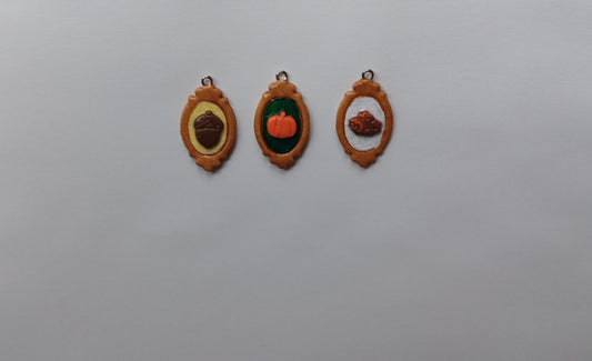 Kawaii thanksgiving fall cameo charms / clay cameo charms / clay silhouette charms / colorful silhouette jewelry / amulet shape cameo charms