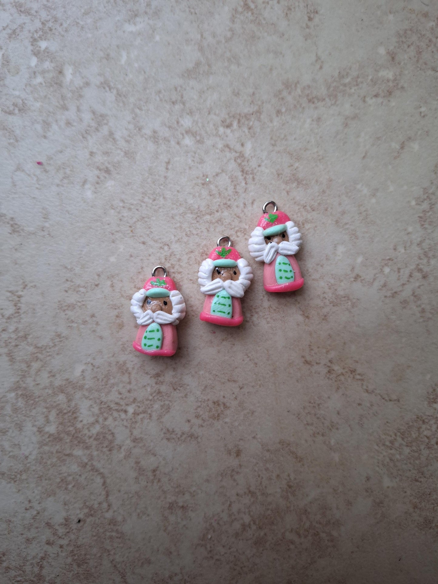 Kawaii mint pink nutcracker clay charms / polymer clay nutcracker charms / kawaii christmas holiday charms / kawaii nutcracker jewelry