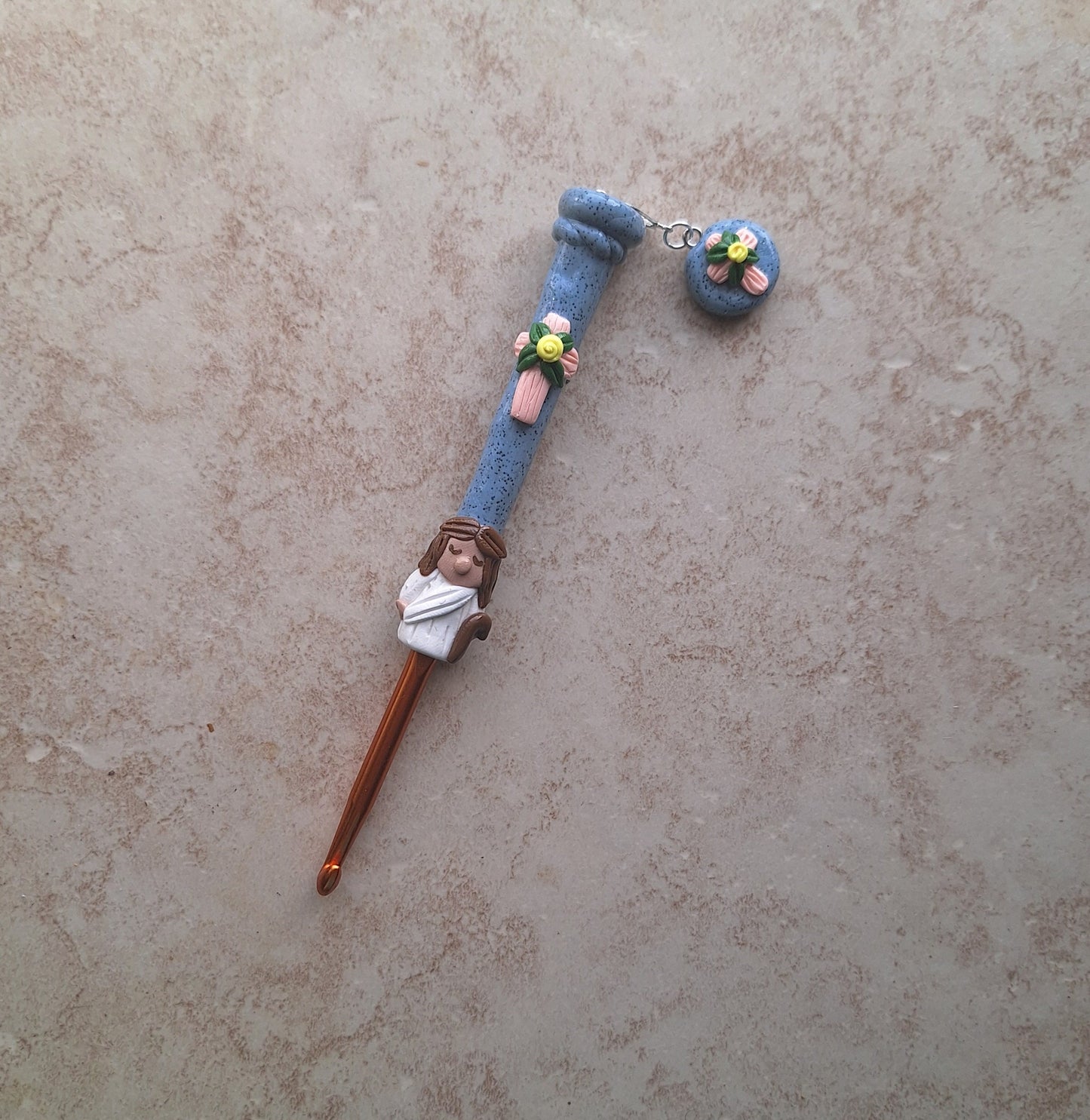 Polymer clay Christian religious Jesus Cross crochet hook