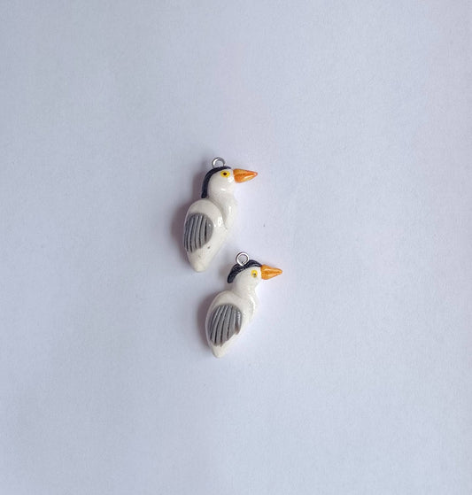 Kawaii blue heron charms / polymer clay bird charms / kawaii animal charms / kawaii blue heron  crane bird jewelry