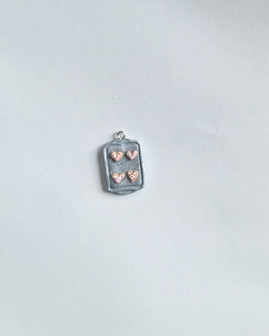 Kawaii valentine heart sugar cookie baking tray charms / polymer clay cookie charms / kawaii food charm food jewelry charm stitch marker