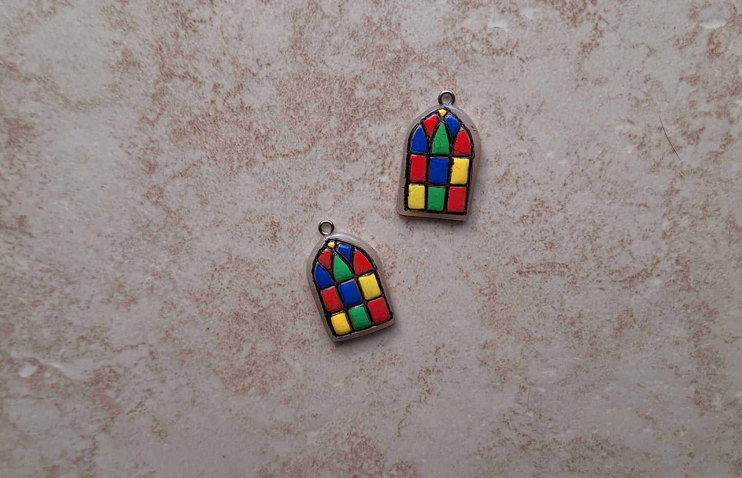 Clay faux stained glass window colorful charms / polymer clay Christmas charms /  Christian jewelry charms holiday charms stitch marker