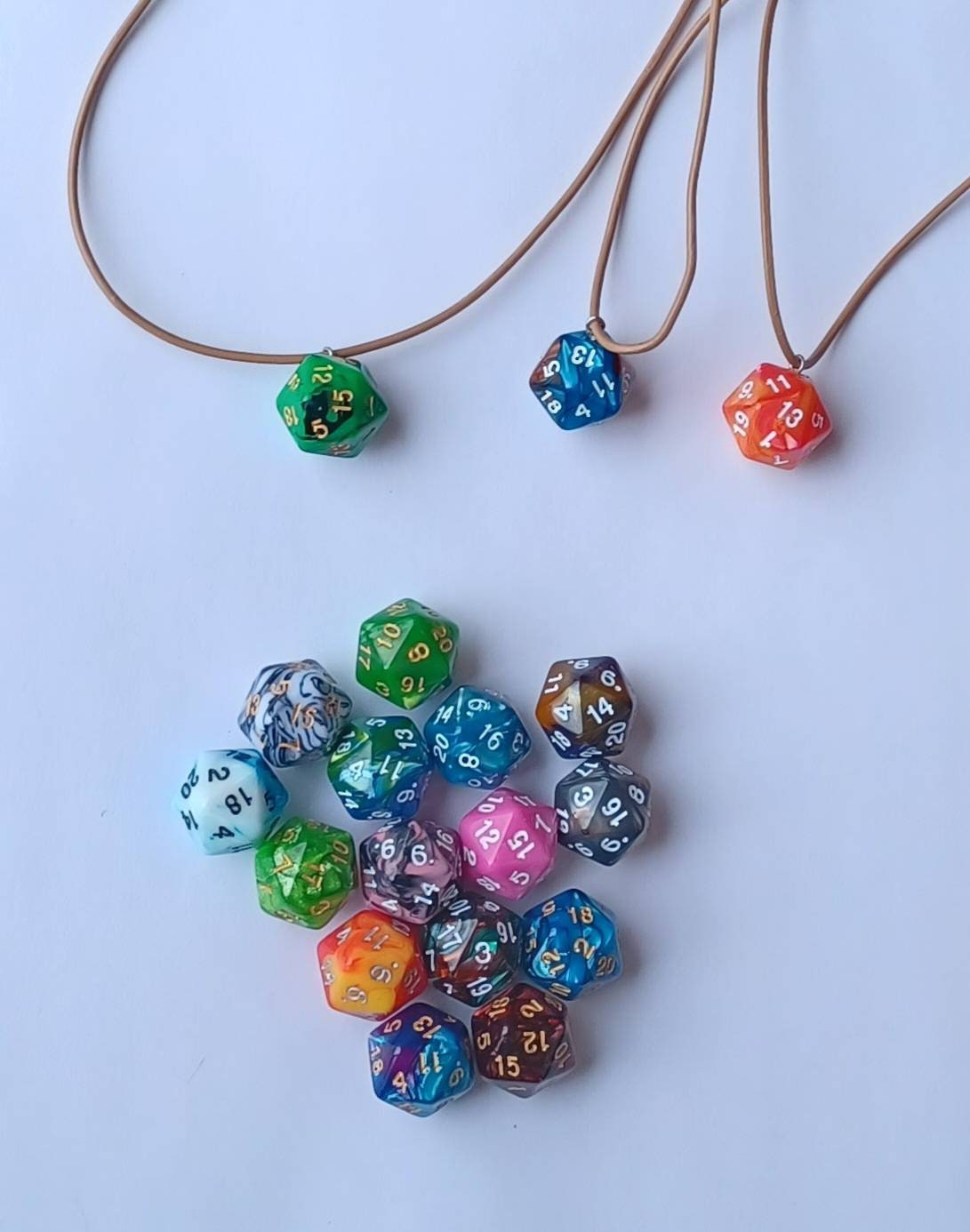 RANDOM COLOR Adjustable leather cord d20 dice necklace / d20 necklace / adjustable necklace