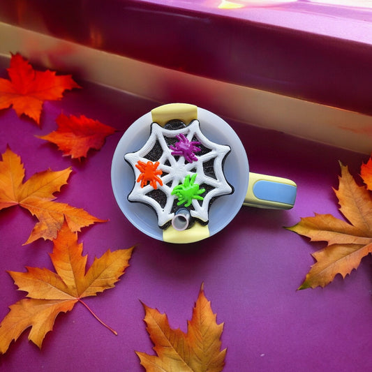 Polymer clay straw tag for stanley tumbler topper tumbler accessory / colorful spider web tumbler topper tag / halloween tumbler accessories
