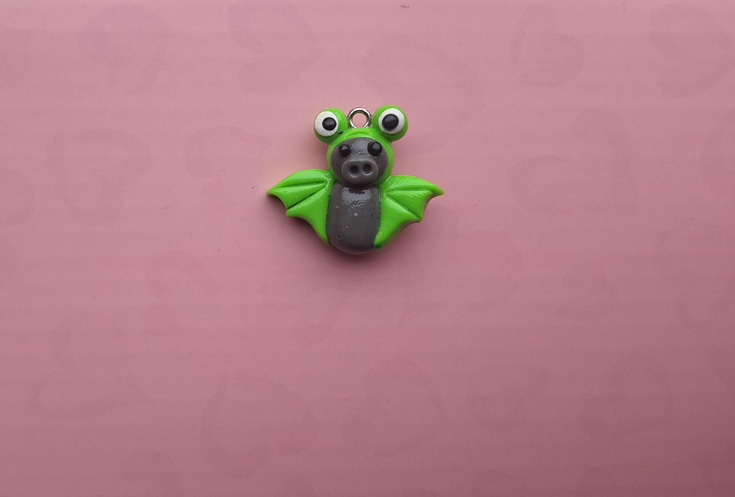 Kawaii frog bat charm / polymer clay holiday charms / clay charm jewelry / bat charm stitch marker progress keeper