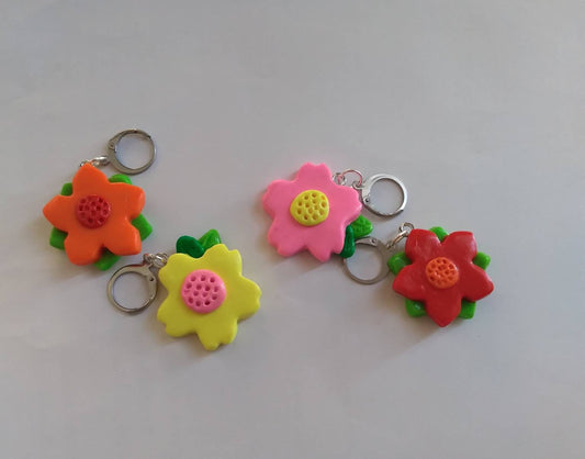 Stitch markers set of 4 floral / flower stitch markers / cherry blossom stitch markers