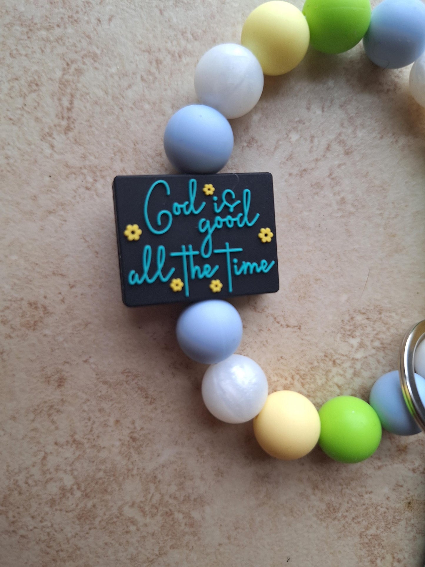Silicone beaded wristlet keychain / God is good all the time silicone beaded wristlet keychain / religious faith bag accessories key chain