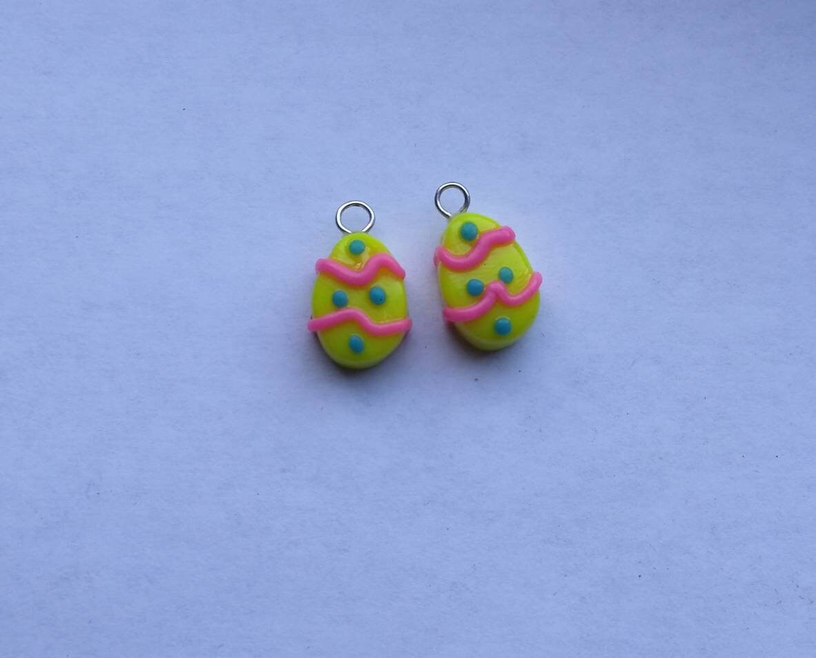 Kawaii decorative easter egg charms / polymer clay easter egg charms / kawaii food charms / kawaii food jewelry / easter charms