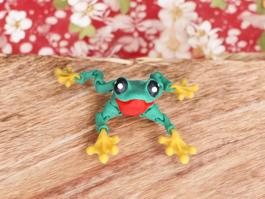 3D articulated tree frog cinder frog / 3d printed frog animals / colorful frog knick knack Fidget figurines