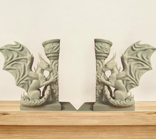 3D printed dragon bookends / dragon pillar book ends / 3d printed dragon Home decor