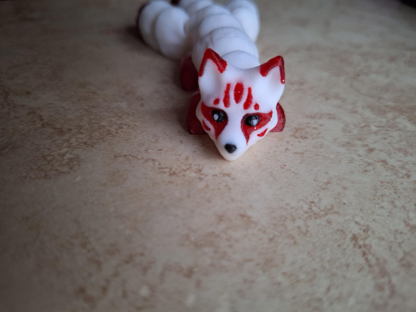 3D articulated red blue baby kitsune fox straw topper cap / 3d printed kitsune / 3d printed animals figurine knick knack Fidget