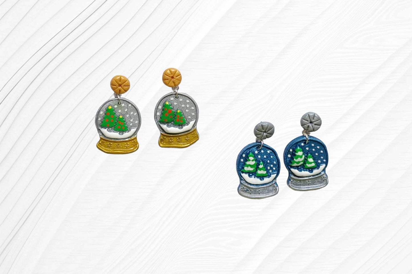 Kawaii snowglobe earrings / polymer clay snow globe holiday earrings / kawaii christmas holiday winter jewelry / clay snowglobe earrings