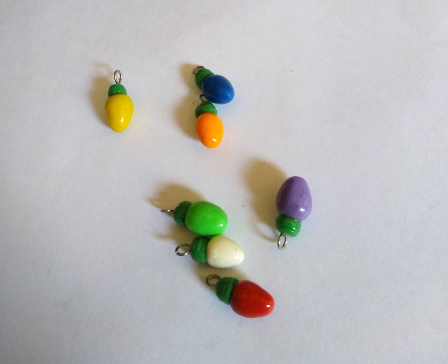Polymer clay Christmas lights charm set / polymer clay Christmas holiday charms jewelry stitch marker progress keeper notions