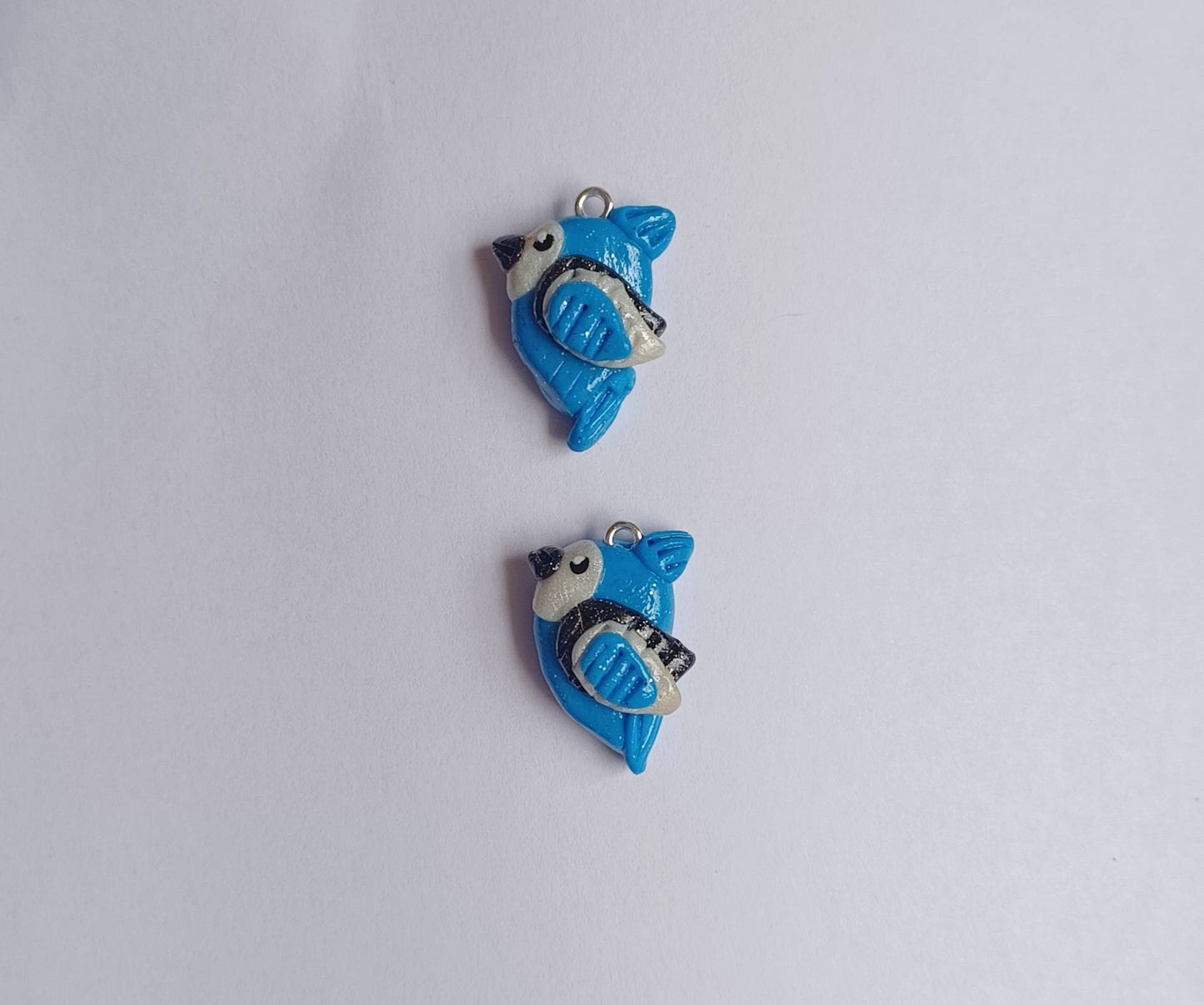 Kawaii bluejay bird charms / polymer clay bluejay charms / kawaii animal charms / kawaii blue jay bird jewelry
