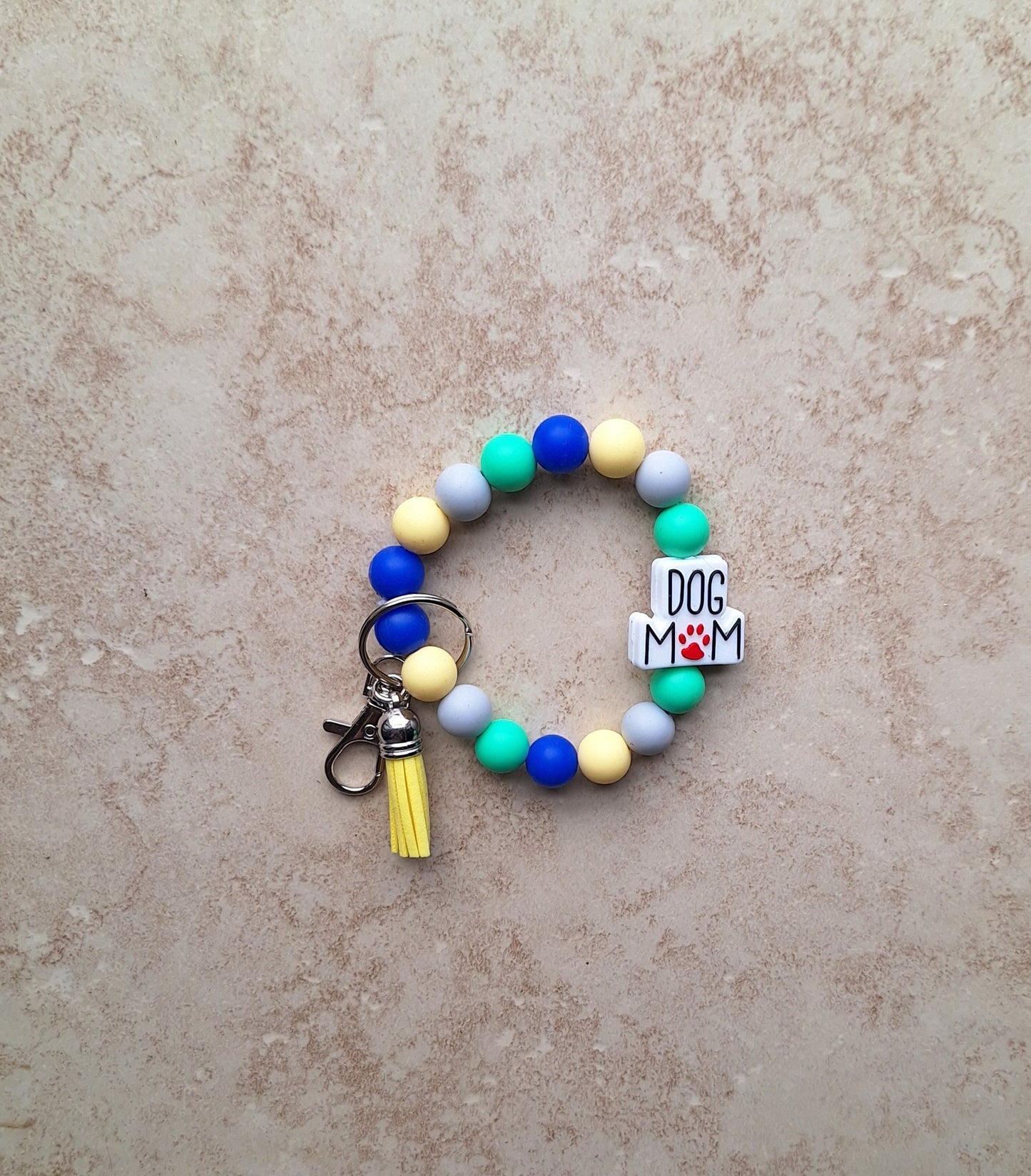 Silicone beaded wristlet keychain / dog mom silicone beaded wristlet / dog mom keychain / dog mom bag accessories key chain gift