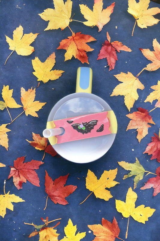 Polymer clay straw tag for stanley tumbler topper tumbler accessory / halloween floral bat tumbler topper tag / holiday tumbler accessories