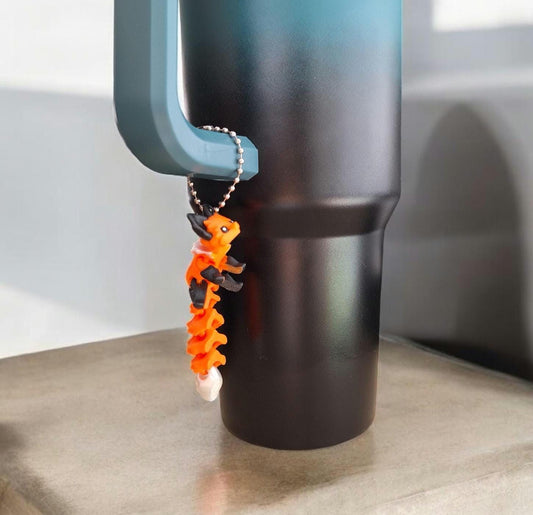 3D articulated *more colors available* orange fox tumbler charm buddy / 3d printed animals tumbler handle charms Fidget kitsune colorful