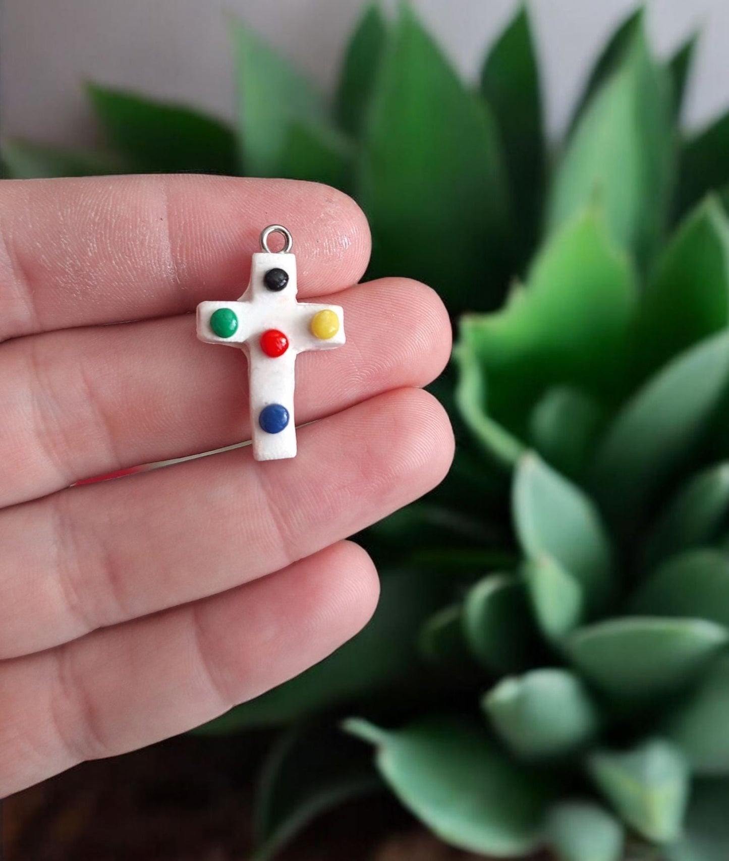 Clay christian charms / polymer clay colors of salvation cross charms /  Christian jewelry charms stitchmarker progress keeper notions