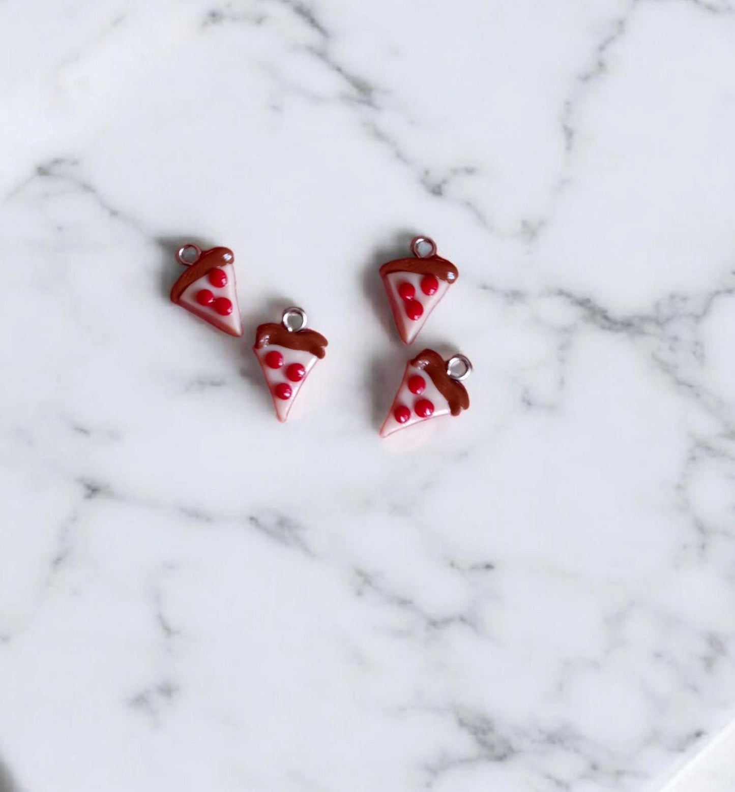 Polymer clay pizza slice charms / cute kawaii clay pizza food charms jewelry stitch marker progress keeper notions