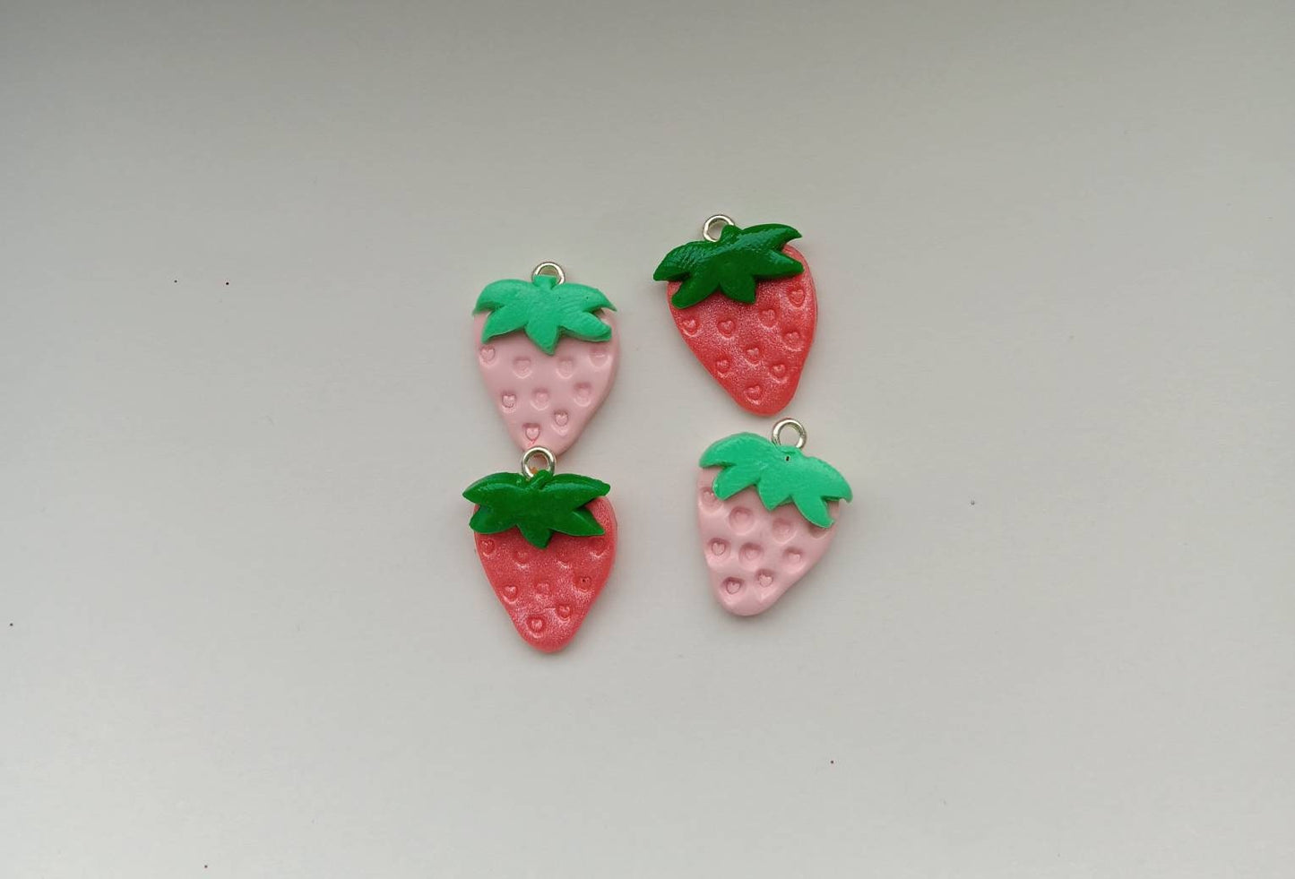 Kawaii heart love strawberry charms / polymer clay strawberry charms / kawaii food charms / kawaii food jewelry