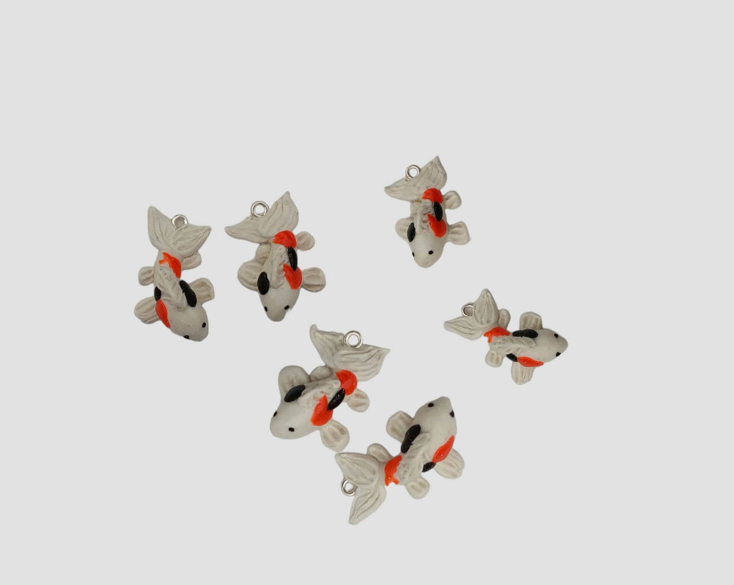 Kawaii black white orange koi fish charms / polymer clay charms / kawaii koi fish charms / kawaii fish nautical charms / koi fish