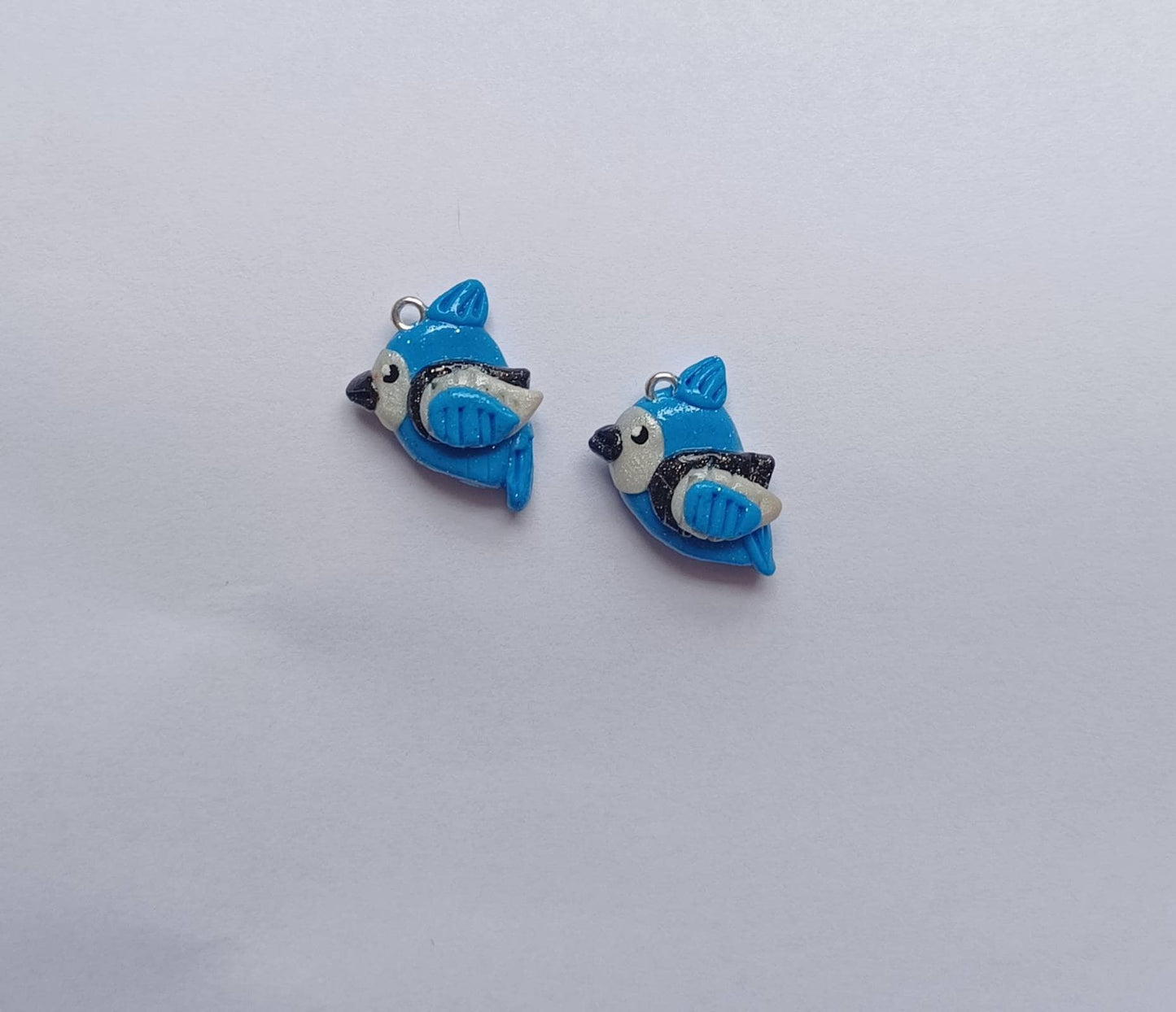 Kawaii bluejay bird charms / polymer clay bluejay charms / kawaii animal charms / kawaii blue jay bird jewelry