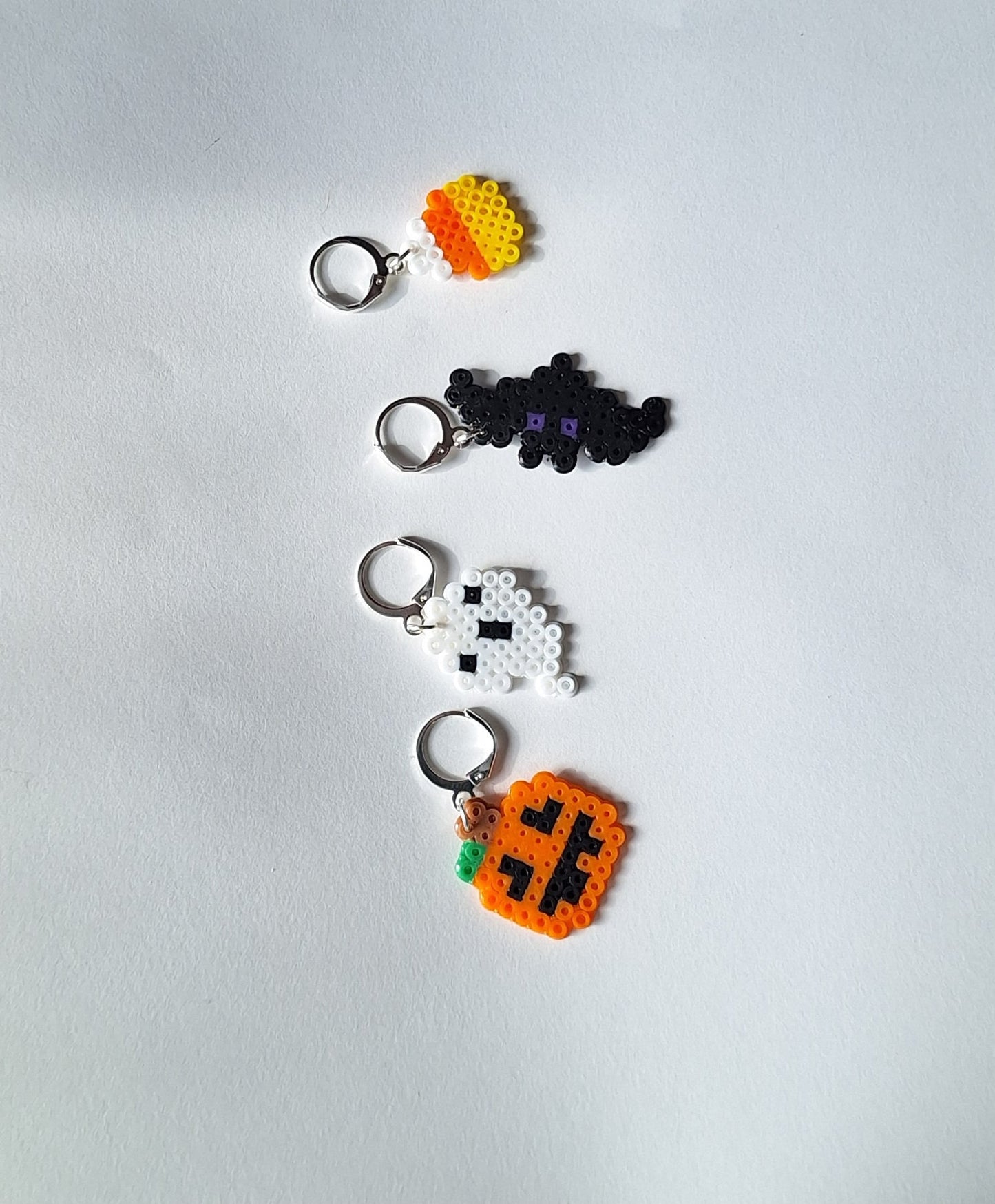 Stitch markers set 4 halloween bundle / pumpkin ghost bat candy corn perler bead set of four halloween cuties progress keeper pixel style