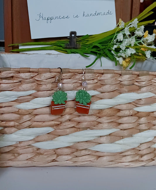 Kawaii succulent earrings / polymer clay succulent plant earrings / kawaii floral plant jewelry / clay succulent