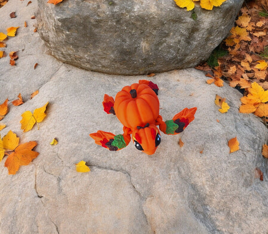 3D articulated orange autumn leaf pumpkin turtle / 3d printed turtle animals / fall leaf autumn pumpkin turtle knick knack Fidget figurines