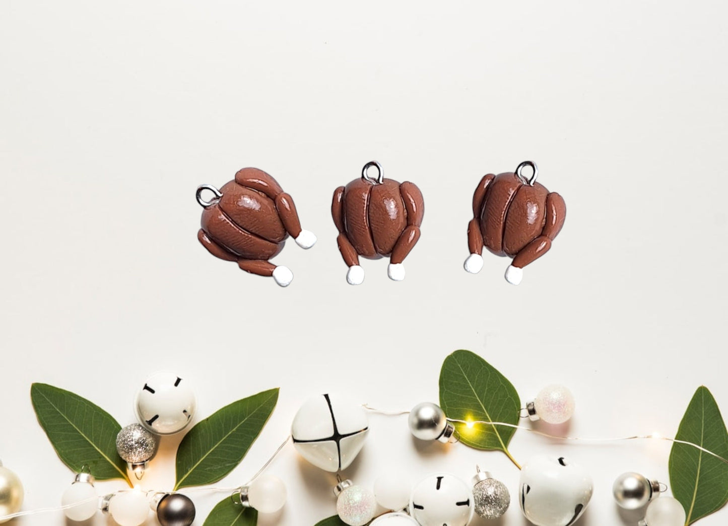 Kawaii roast turkey charms / polymer clay food charms / holiday food  clay charms / kawaii clay jewelry / turkey thanksgiving charms