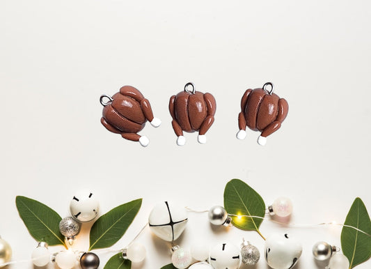 Kawaii roast turkey charms / polymer clay food charms / holiday food  clay charms / kawaii clay jewelry / turkey thanksgiving charms