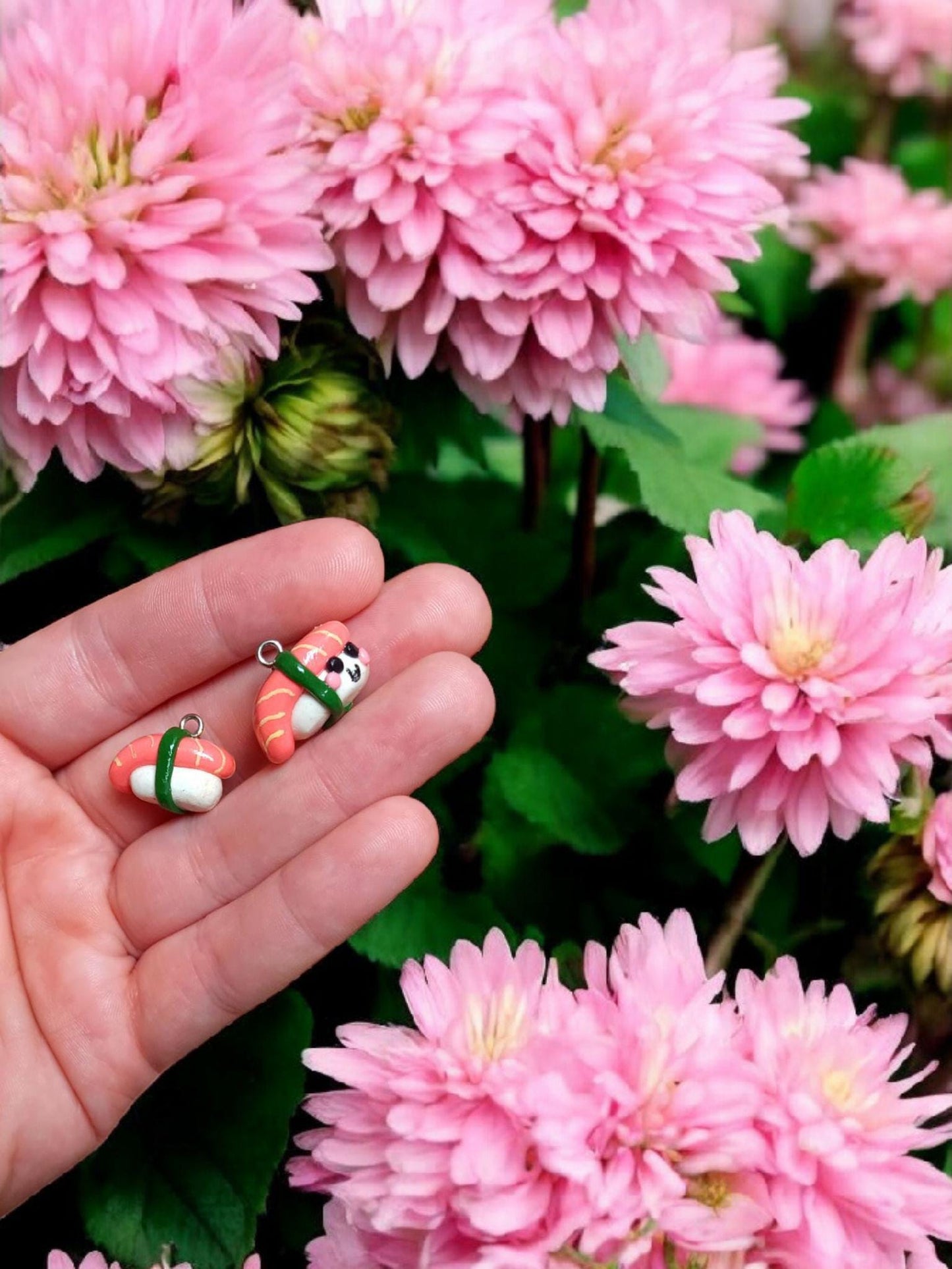 Polymer clay sushi charms / cute kawaii clay sushi food charms jewelry stitch marker progress keeper notions